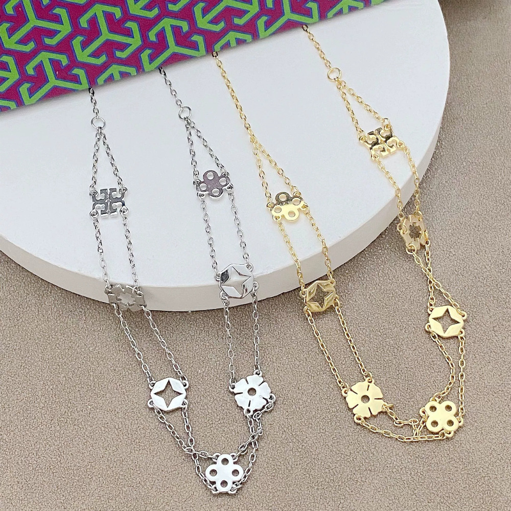 Tory Burch Double Layer Necklace Branded Polished
